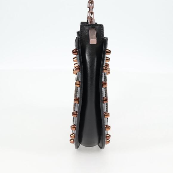 FENDI Zucchino Canvas Chain Shoulder Bag Black Brown - Picture 5 of 13